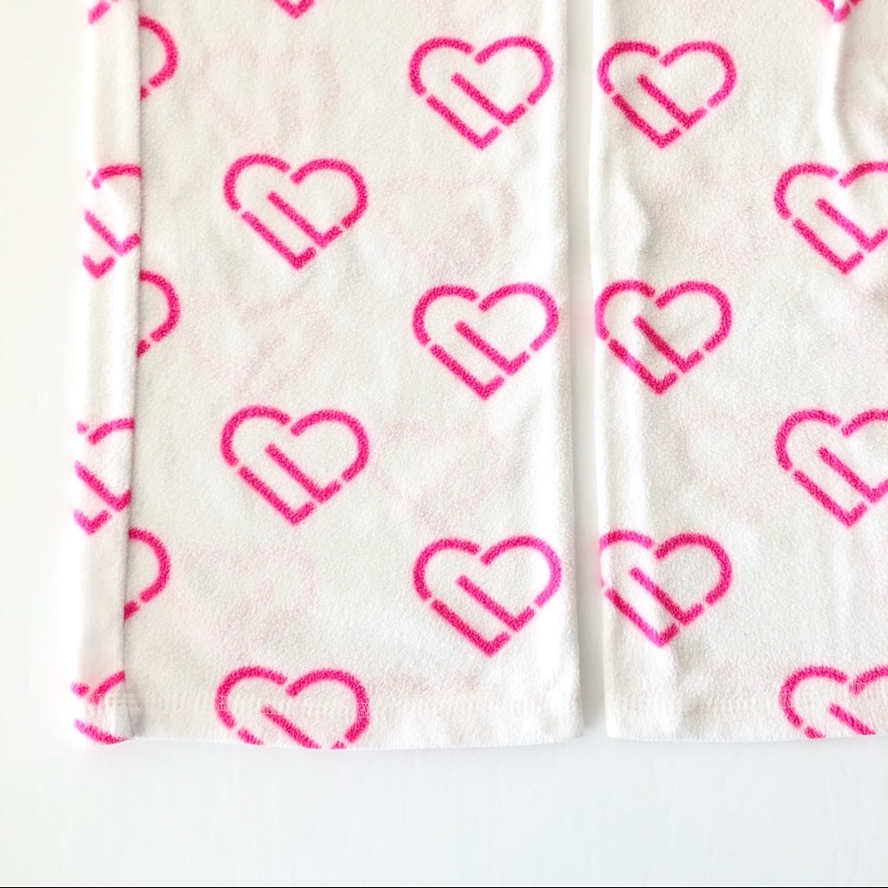 Aeropostale Fuzzy White Pink Heart Pajama Pants M - Picture 4 of 6